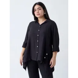 Gia by Westside Black Solid Asymmetric Shirt-picture-19