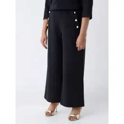 Gia by Westside Black Solid Mid-Rise Pants-picture-34