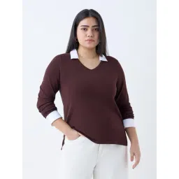 Gia by Westside Brown Collared Sweater-picture-15