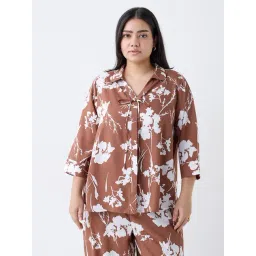 Gia by Westside Brown Foliage Design Blouse-picture-10
