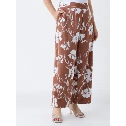 Gia by Westside Brown Foliage Design High-Rise Trousers-picture-12