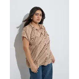 Gia by Westside Brown Printed Pattern Shirt-picture-17