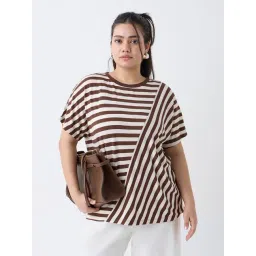 Gia by Westside Brown Striped T-Shirt-picture-17