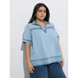 Gia by Westside Light Blue Denim Top-picture-15