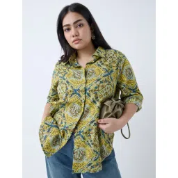 Gia by Westside Mustard Printed Cotton Shirt-picture-26