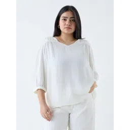 Gia by Westside White Pearlescent Cotton Top-picture-23