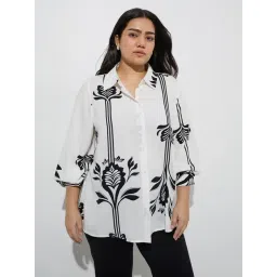 Gia by Westside White Print Design Shirt-picture-33