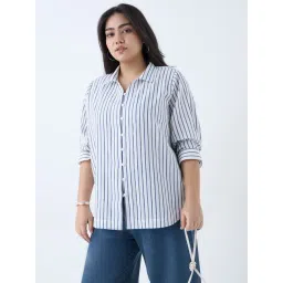 Gia by Westside White Stripe Cotton Shirt-picture-34