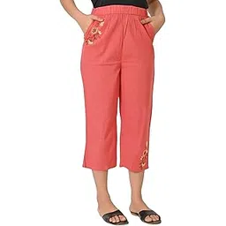 gianna 3/4th Pants Cotton Lounge Wear Stretch Capris for Women with Pockets Side-picture-42