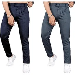 gibbonte Formal Trousers for Men | Slim Fit Textured Pants | Mid-Rise Button Closure | Ideal for Professional Wear [Pack of 2]-picture-14