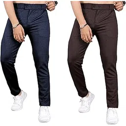 gibbonte Formal Trousers for Men | Slim Fit Textured Pants | Mid-Rise Button Closure | Ideal for Professional Wear (Pack of 2)-picture-38