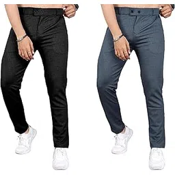 gibbonte Men Slim Fit Textured Trousers | Mid-Rise Formal Pants with Button Closure | Ideal for Office Pack of 2)-picture-46