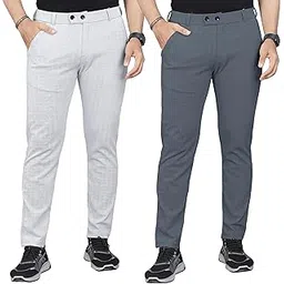 gibbonte Men's Casual Trousers | Regular Fit Self-Design Mid-Rise Bottoms | Premium Cotton Blend Pants for Office and Outings (Pack of 2)-picture-17