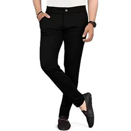 gibbonte Men's Formal Trousers with Slim Fit and Lycra Blend | Solid Design with Button Closure | Stylish Trousers for Office, Business, and Casual Wear-picture-34