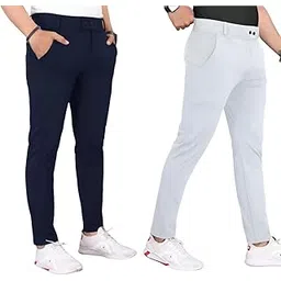 gibbonte Men’s Slim Fit Lycra Blend Trousers - Pack of 2 | Stretchable Formal Pants for Office, Business, and Casual Wear | Trousers for Men-picture-20