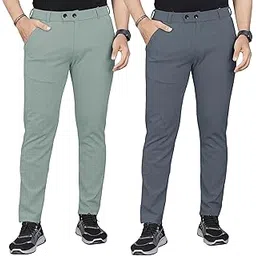 gibbonte Regular Fit Trousers for Men | Cotton Blend Fabric | Self-Design Mid-Rise Bottoms | Formal & Everyday Wear Pants (Pack of 2)-picture-49