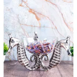 Gibox Seahorse Sedentary Decorative Metal Glass Serving Bowl Platter Home Kitchen Party D cor-picture-35