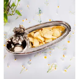 Gibox Squirrel Chip and Dip Bowl Metal Serving Platter Home Gathering Kitchen Party D cor-picture-23