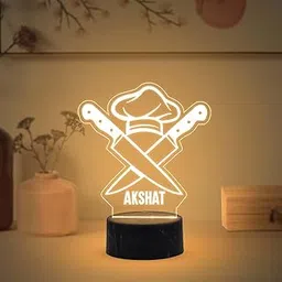 Gift Me Bazar Personalized Chef Hat and Knife Led Night Lamp with Warm White Light & USB Powered | Customized Gift for Chef | Thankyou Gift for Chef | Birthday Gift for Chef-picture-17