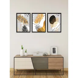 Giftii 3- Pcs White & Yellow Wooden Wall Frame Decor-picture-22