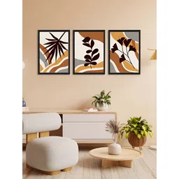 Giftii Beige & Brown 3 Pieces Printed Wooden Framed Wall Art image 2