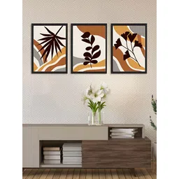 Giftii Beige & Brown 3 Pieces Printed Wooden Framed Wall Art image 4