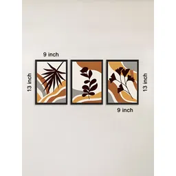 Giftii Beige & Brown 3 Pieces Printed Wooden Framed Wall Art image 3
