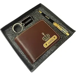 giftorious Customised leather original Wallet Pen Keychain Gifting Hamper Set for Men with Name (Brown), Personalized Purse Combo, Unique Stylish Gift for Husband, Boyfriend, Birthday, Valentine's day-picture-43