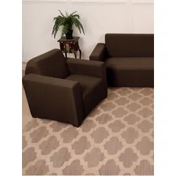 GIFTS ISLAND Brown Solid Polyester 3 Piece Sofa Cover With Arms-picture-36