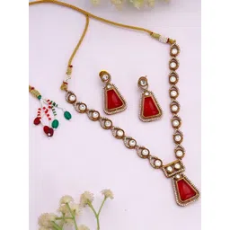 GIFTSSHO Gold Plated Artificial Stones Jewellery Set-picture-17