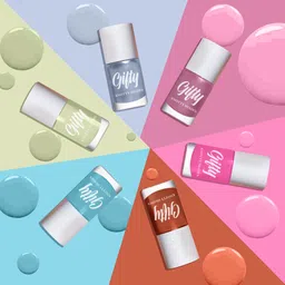 gifty Nail Polish Set for Women Glossy Finish Nail Paints Long Lasting Multi-Color Lavender, White, Forest Green, Rocking Red, Black, Top Coat, La Cream, Orchid image 2