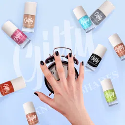 gifty Nail Polish Set for Women Glossy Finish Nail Paints Long Lasting Multi-Color Lavender, White, Forest Green, Rocking Red, Black, Top Coat, La Cream, Orchid image 3