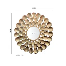 GIG Handicrafts Gold Leaf Design Stainless Steel Round Wall Hanging Mirror-picture-15