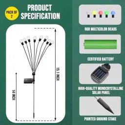 GIGAWATTS Firefly 8 LED Solar Garden Light Multicolor, ‎GW-SL0SS (Pack of 2 Pcs) image 2