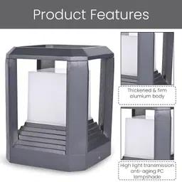 GIGAWATTS G018 ‎‎Classic Gate Light Waterproof Cube Pillar Lamp Outdoor Decor Garden Lighting Pole Mount Exterior Fixture for Home Entrance Patio Compound Boundary (Without Bulb, Pack of 1) image 2