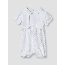 Giggles by Babyshop Infant Girls Printed Cotton Shirt Collar Neck Rompers With Overlay-picture-19