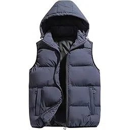 gihuo Men's Hooded Puffer Vest Sleeveless Zip Up Padded Jackets Coat Lightweight Quilted Gilet with Pockets-picture-47