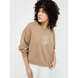 Ginger by Lifestyle Beige Cotton Printed Sweatshirt-picture-43