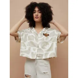 Ginger By Lifestyle Beige Regular Fit Printed Shirt-picture-23