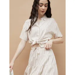 Ginger By Lifestyle Beige Regular Fit Striped Shirt-picture-18