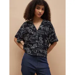 Ginger By Lifestyle Black Regular Fit Printed Shirt-picture-12