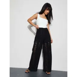 Ginger By Lifestyle Black Regular Fit Self Pattern Trousers-picture-17