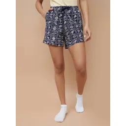 Ginger By Lifestyle Blue Cotton Regular Fit Printed Shorts-picture-15