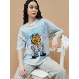 Ginger By Lifestyle Blue Cotton Regular Fit Printed T-Shirt-picture-20