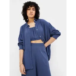 Ginger by Lifestyle Blue Viscose Regular Fit Shirt-picture-23