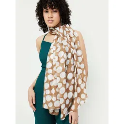 Ginger by Lifestyle Brown & White Cotton Printed Stole-picture-20