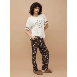Ginger By Lifestyle Brown Cotton Regular Fit Printed Pyjama Set-picture-26