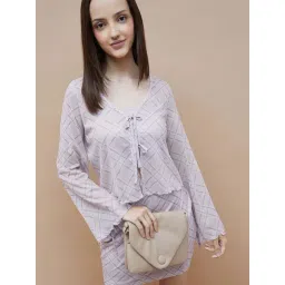 Ginger By Lifestyle Brown Regular Fit Checked Top With Inner-picture-35