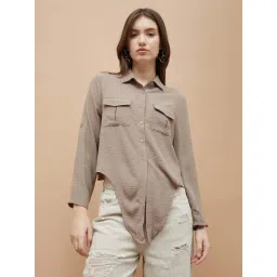 Ginger By Lifestyle Brown Regular Fit Shirt-picture-17