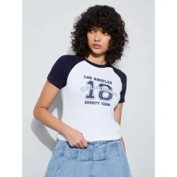 Ginger By Lifestyle Dark Blue Cotton Regular Fit Printed T-Shirt-picture-29